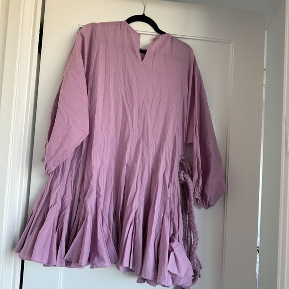 ❌SOLD❌Rhode Ella Mini Dress SZ S Smoky Grape Ruffled Flounce Skirt Braided Waist - Picture 7 of 9